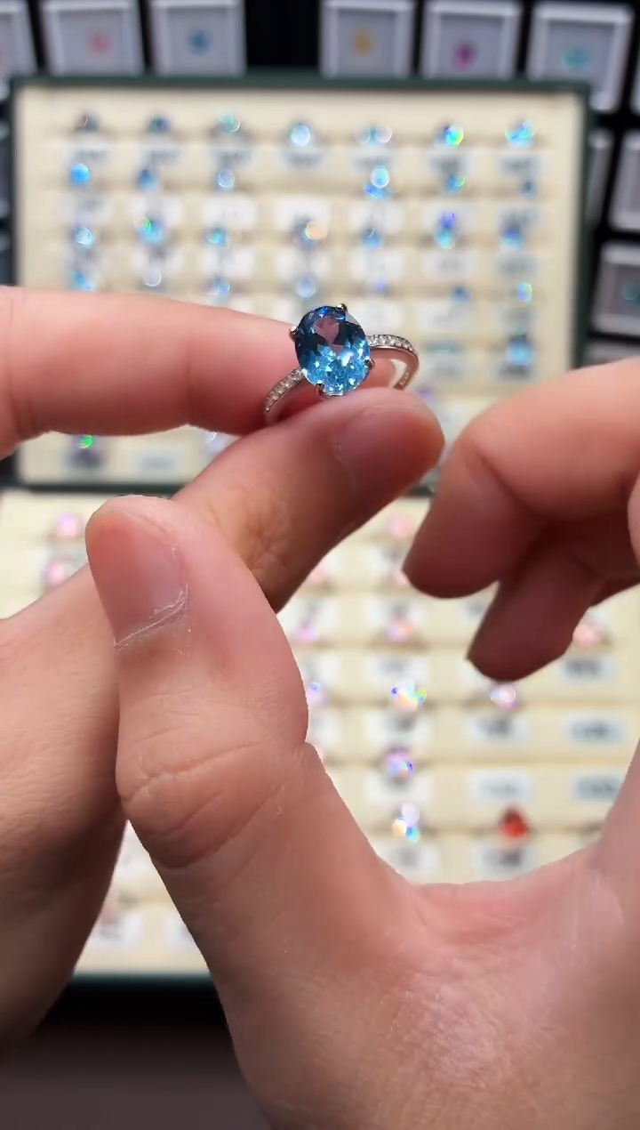 银S925镶嵌戒指海蓝宝石111