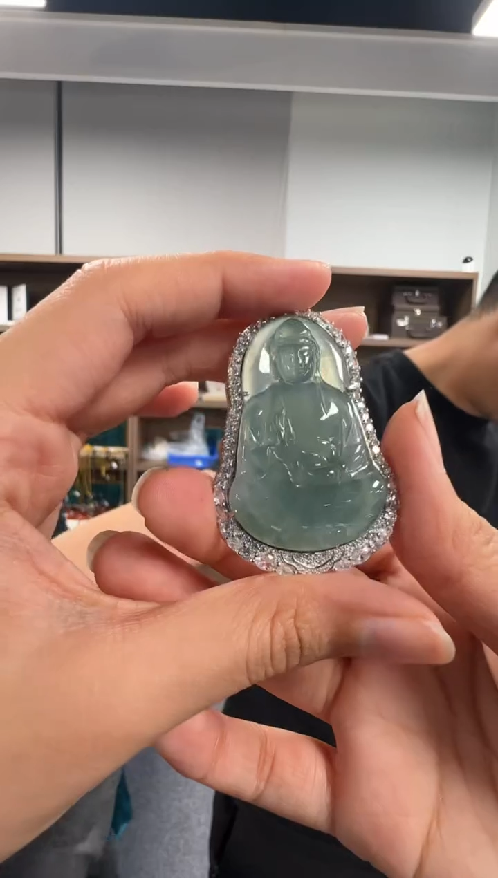 【闪购商品】翡翠吊坠(不含链)银S925镶嵌翡翠吊坠