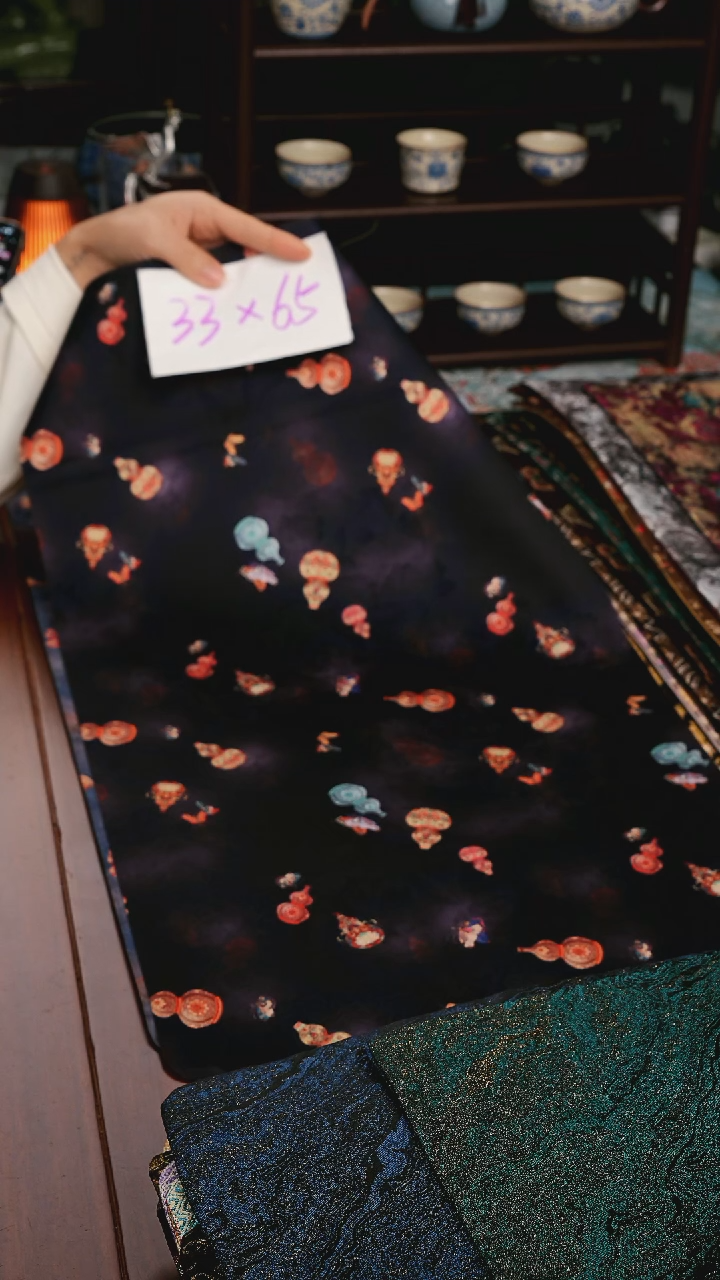 【葫芦黑单面】中国风干泡织锦茶席33*65