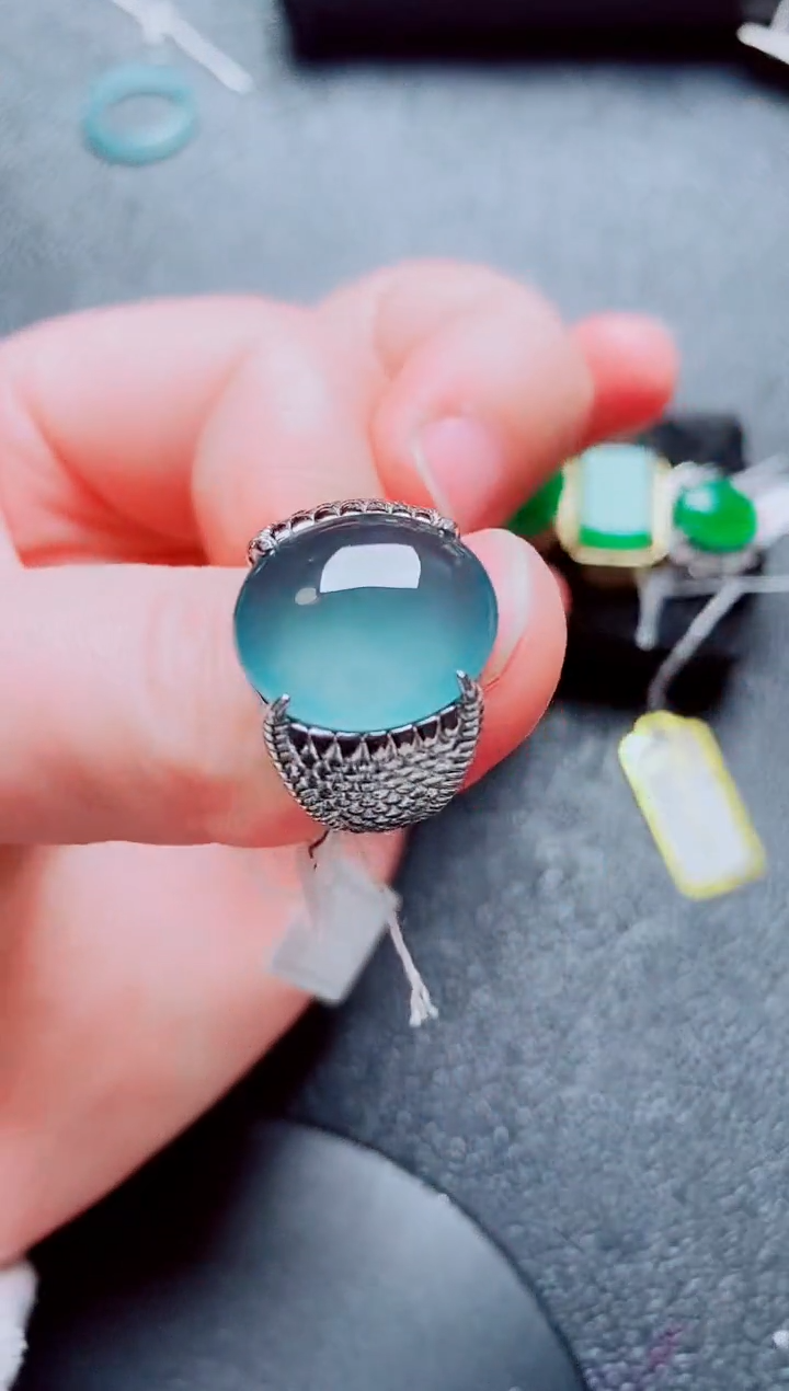 银S925镶嵌戒指翡翠111