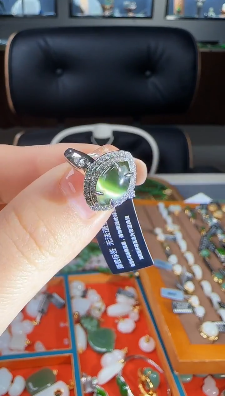 银S925镶嵌戒指和田玉1