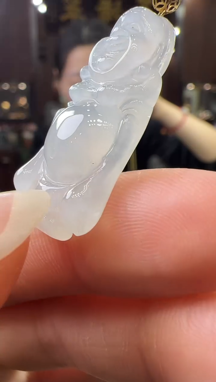 【闪购商品】翡翠挂件18K金镶嵌站佛不含链