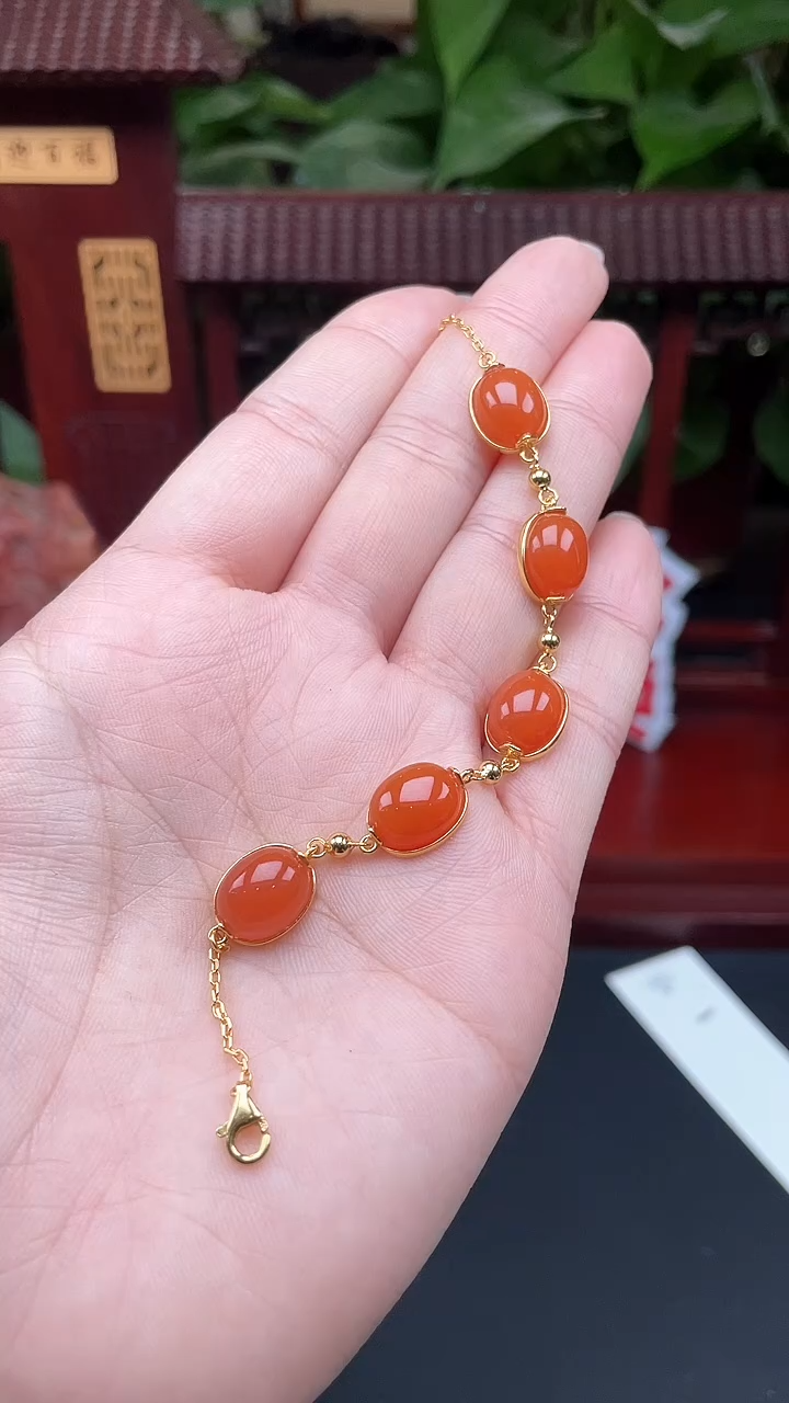 银S925镶嵌手链南红玛瑙手链XA41多样性发其一