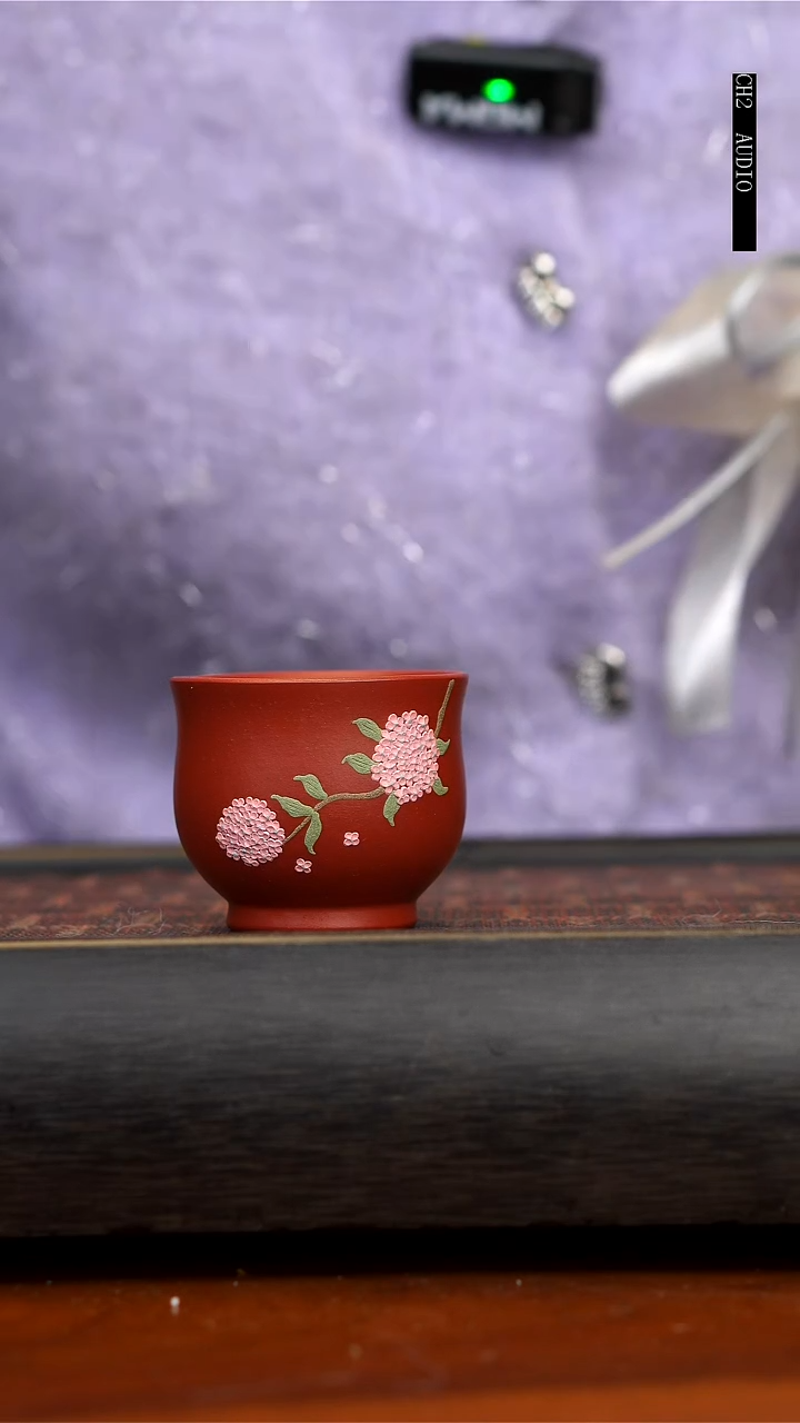 【闪购商品】紫砂茶壶红泥绣球花杯