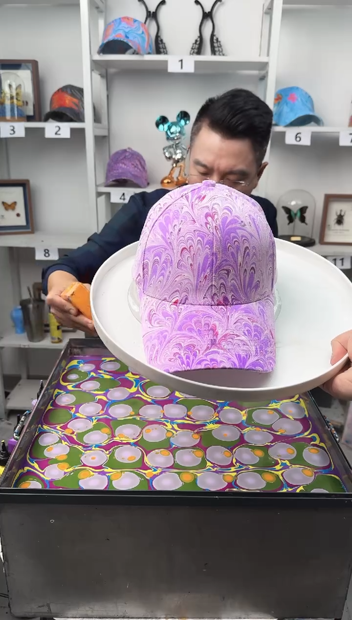 纯棉成人款凤尾纹水拓帽