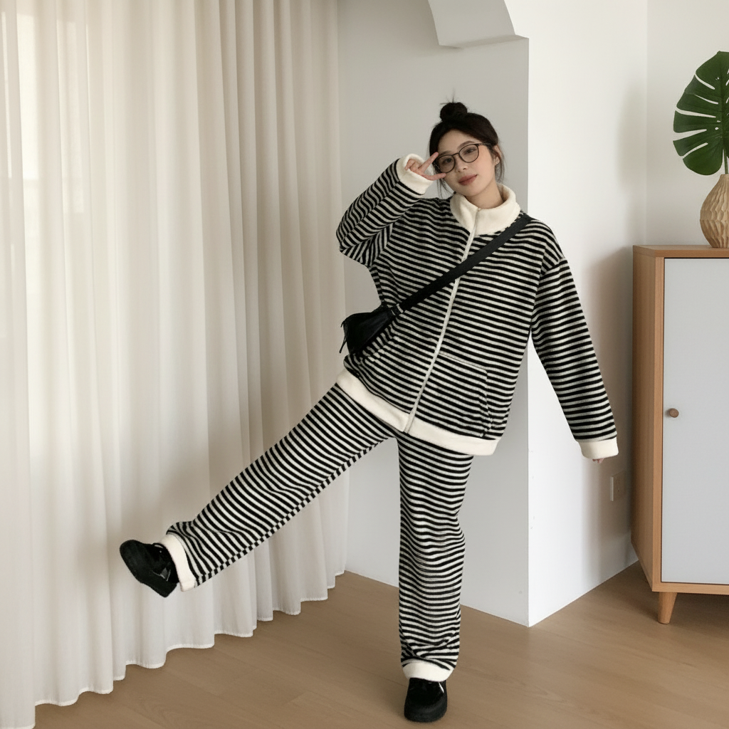 冬季慕斯暖绒牛奶绒可居家可外出穿睡衣家居服201-299