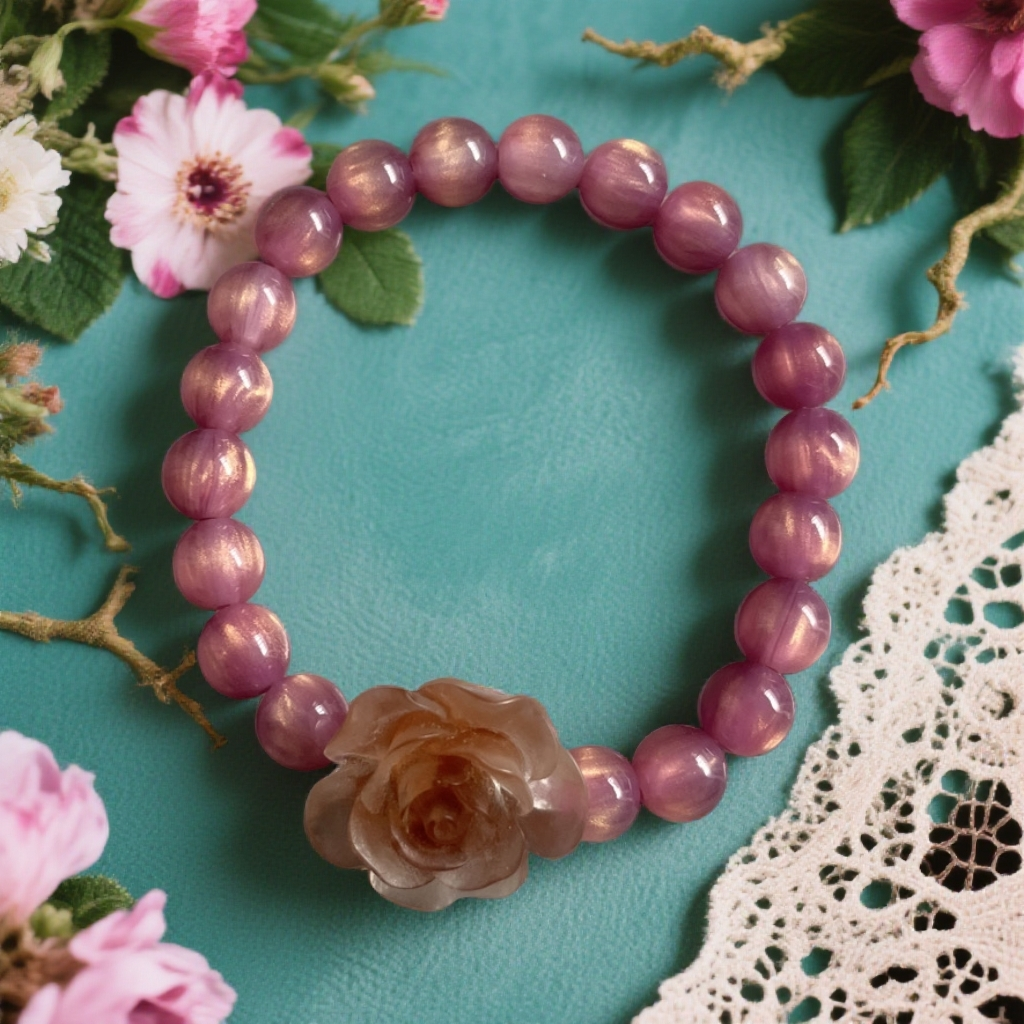 非金属树脂手链 新款过年气精美玫瑰花手串