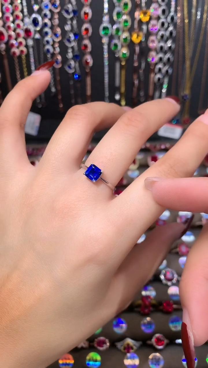 【闪购商品】蓝宝石戒指银S925镶嵌银色