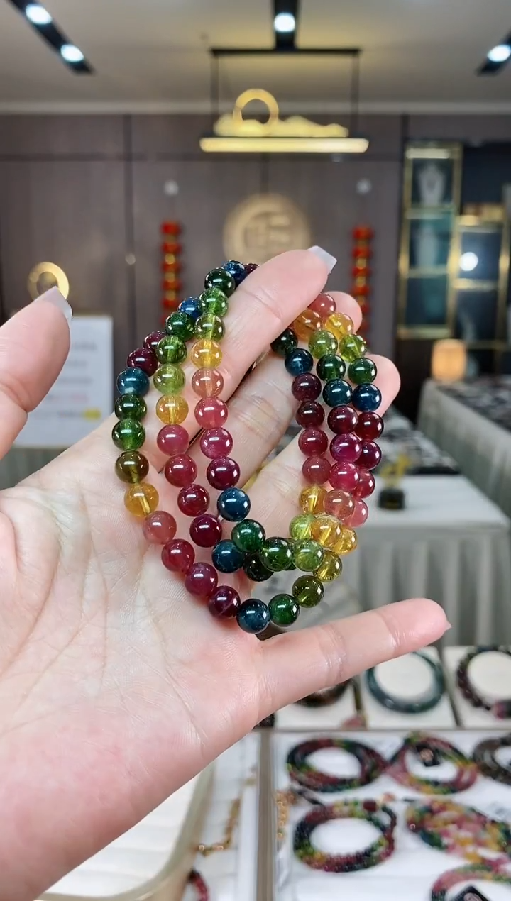 【闪购商品】碧玺三圈手串7mm+未镶嵌（多样性发一条）hon