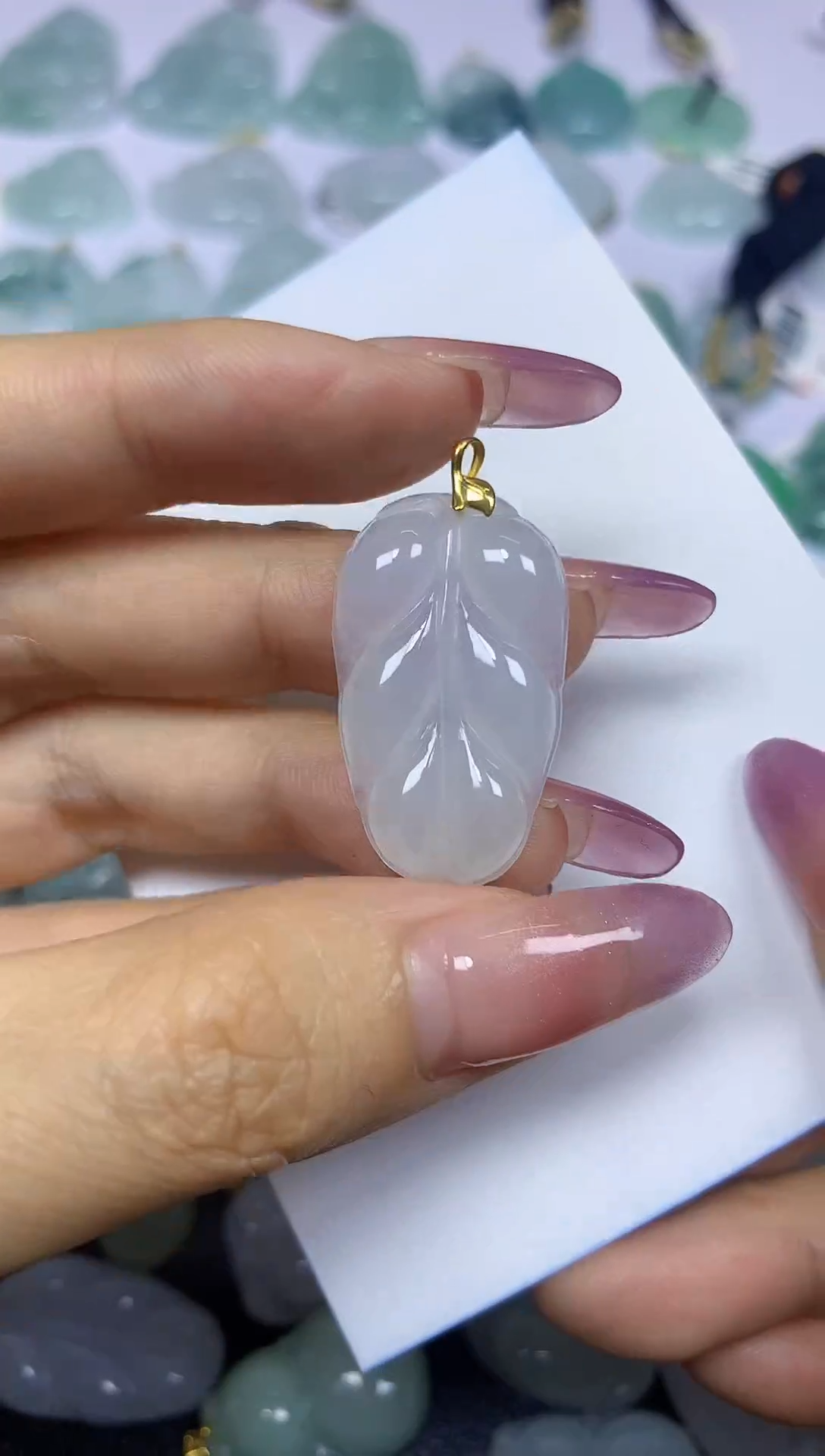 翡翠18K金镶嵌颈饰挂件