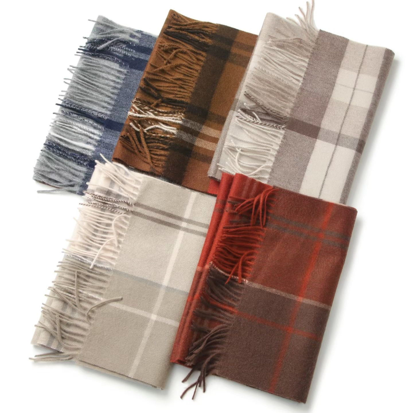 【2025】100%纯山羊绒围巾格纹围巾30*164高级新年礼物冬季新款围脖