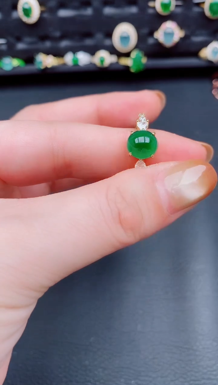 【闪购商品】翡翠戒指银S925镶嵌天然a货翡翠312