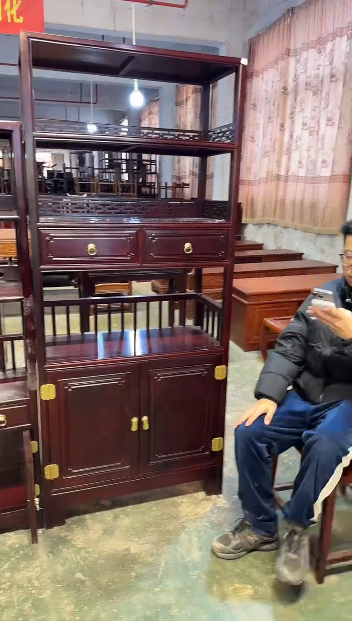 黑酸枝木类成套家具特大万字格书柜