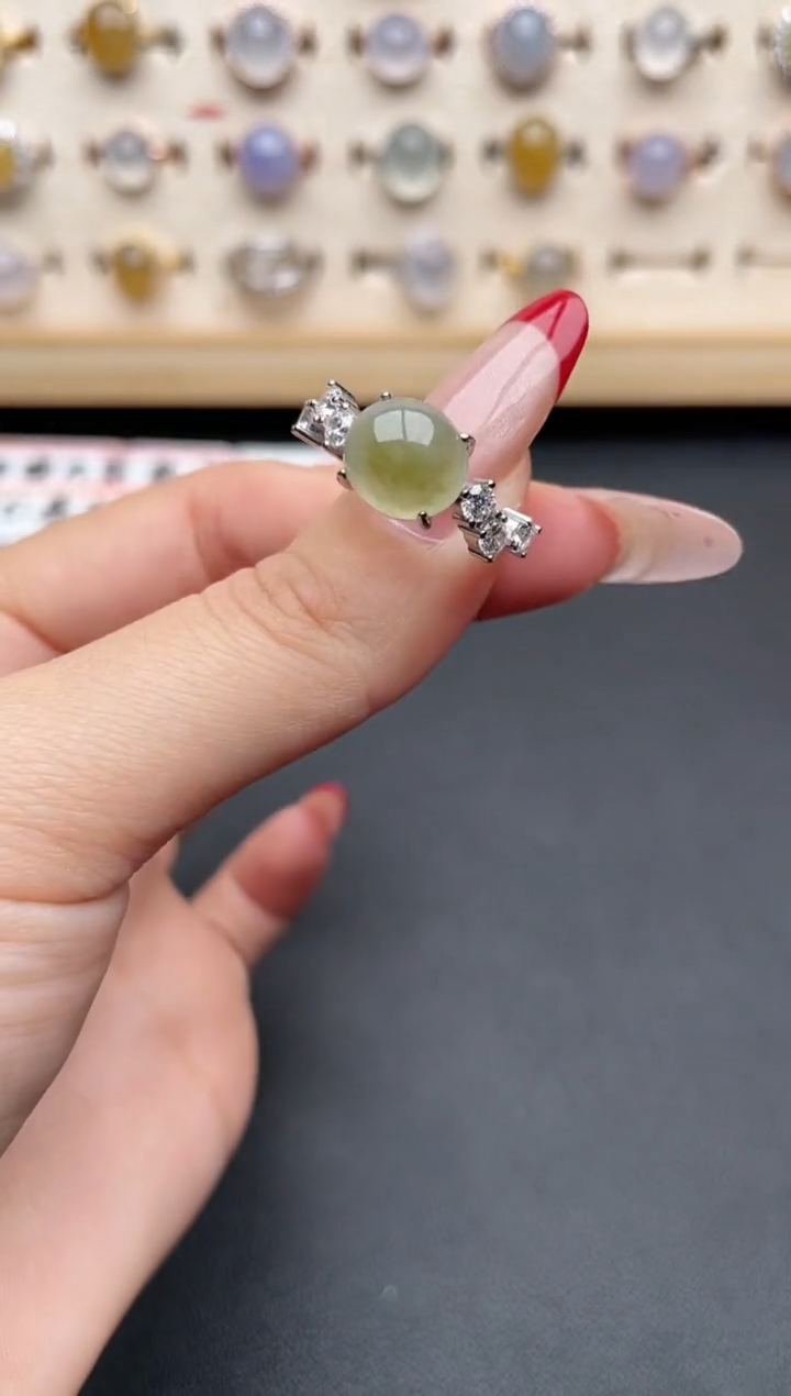 【闪购商品】翡翠戒指银S925镶嵌一物一证一礼盒