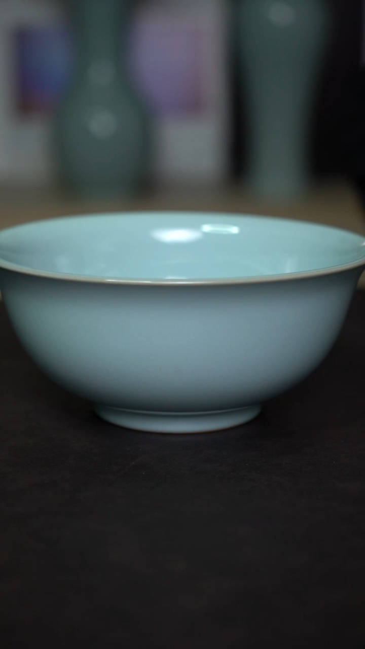 杯子瓷天青釉宫碗19直径