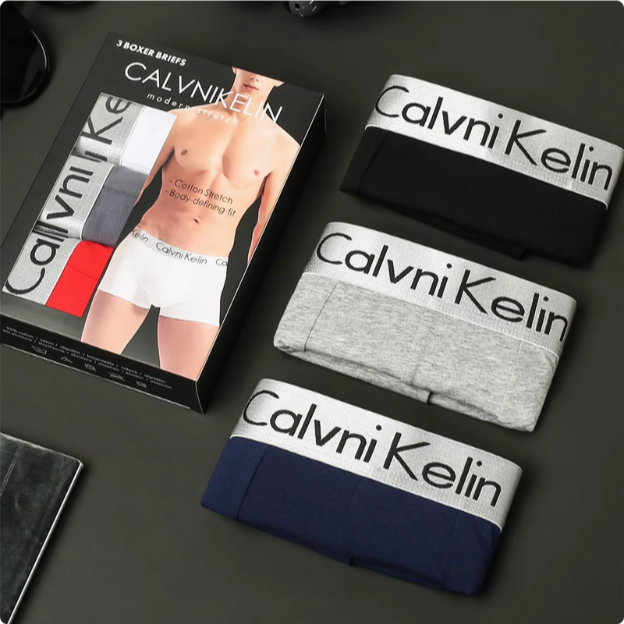 【银边款3条装】男士四角裤内裤男士平角裤！原字母原装礼盒发货