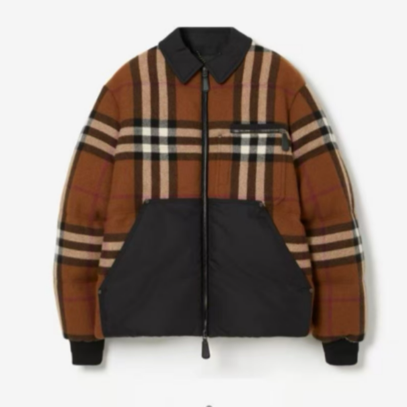 未使用 BURBERRY/博柏利 桦木棕经典格纹鹅绒羽绒服 MDJ20068