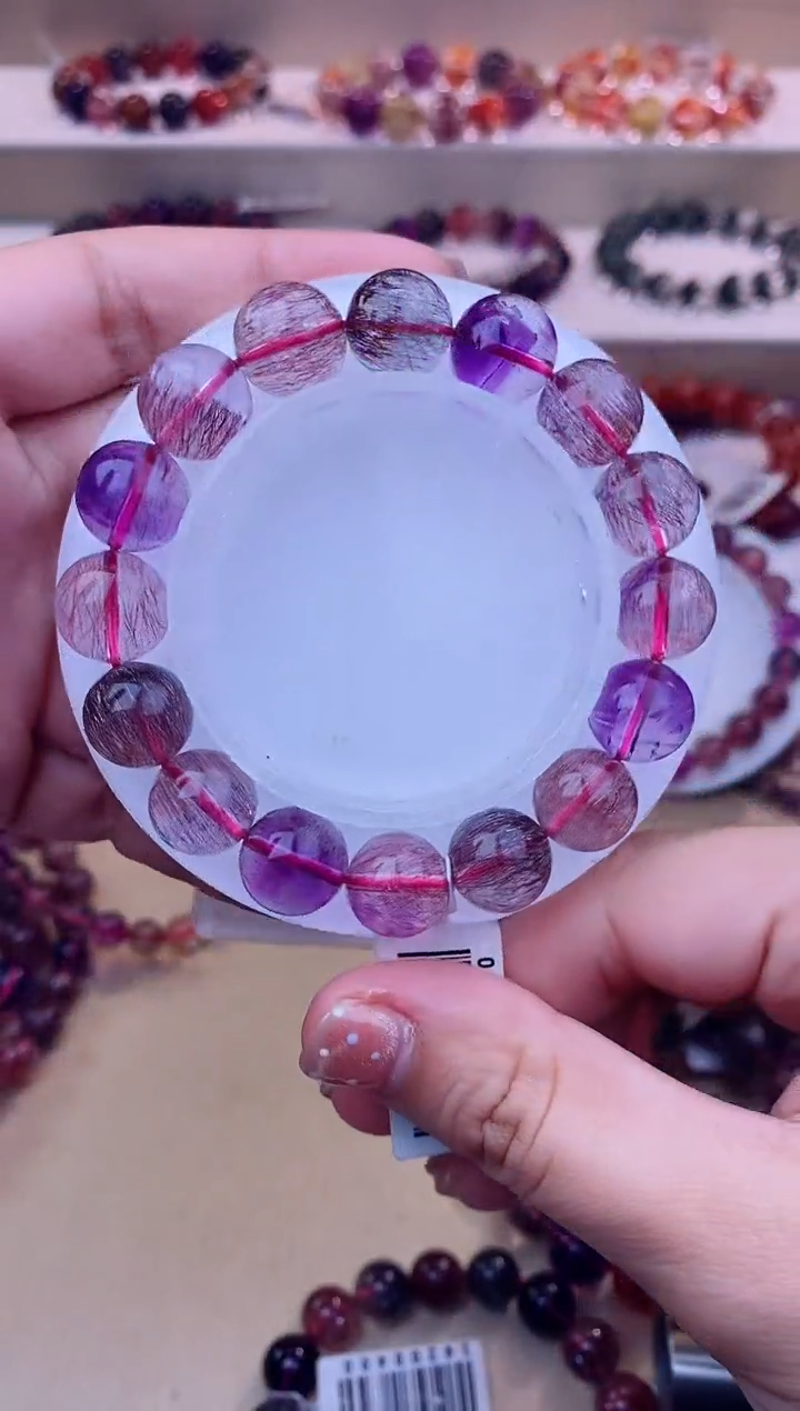 未镶嵌手链水晶黑加仑超七单圈12m+