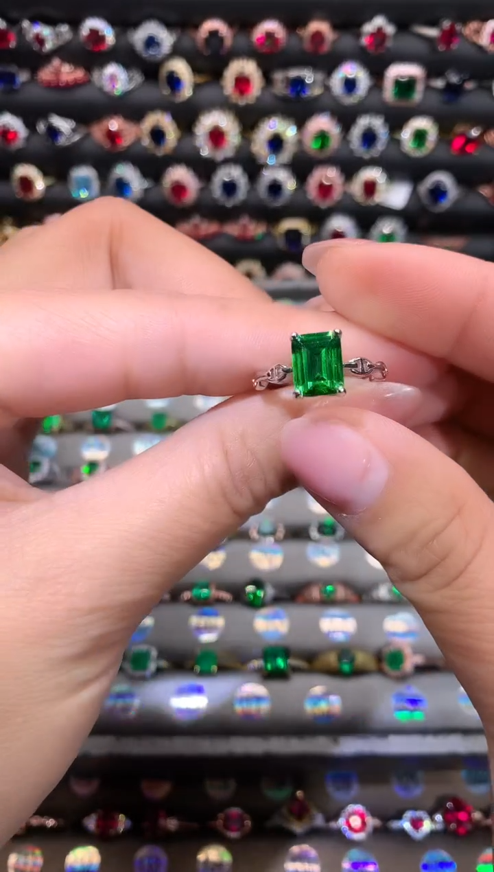 【闪购商品】透辉石戒指银S925镶嵌79白