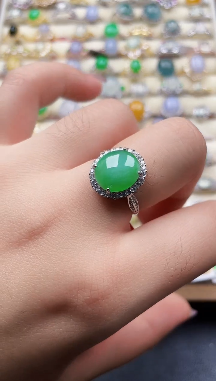 银S925镶嵌戒指翡翠88