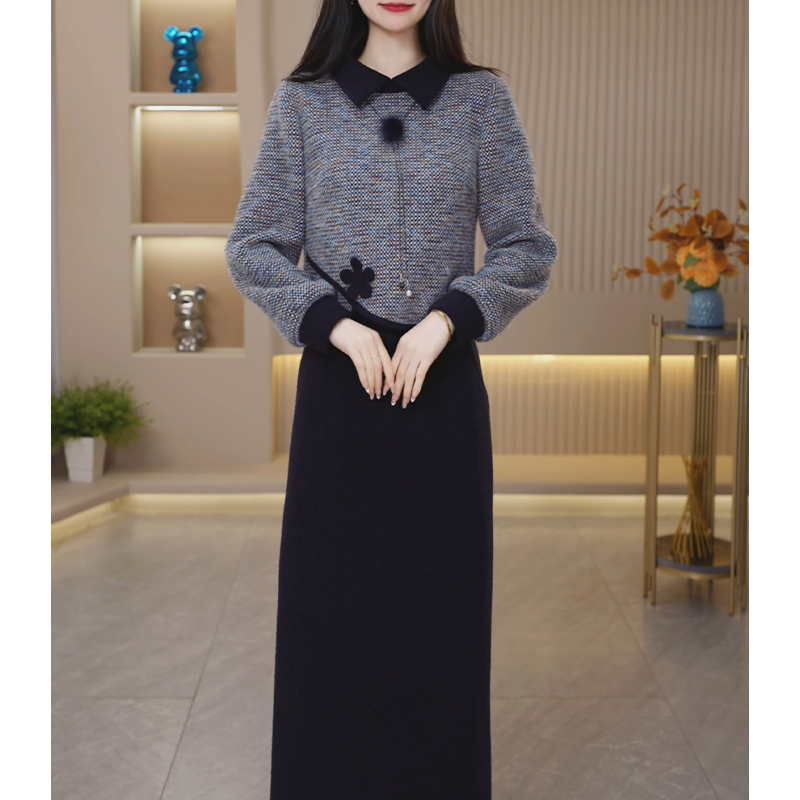 【定制套装】C621上衣配半身裙优雅气质时尚减龄休闲显瘦收腰早秋