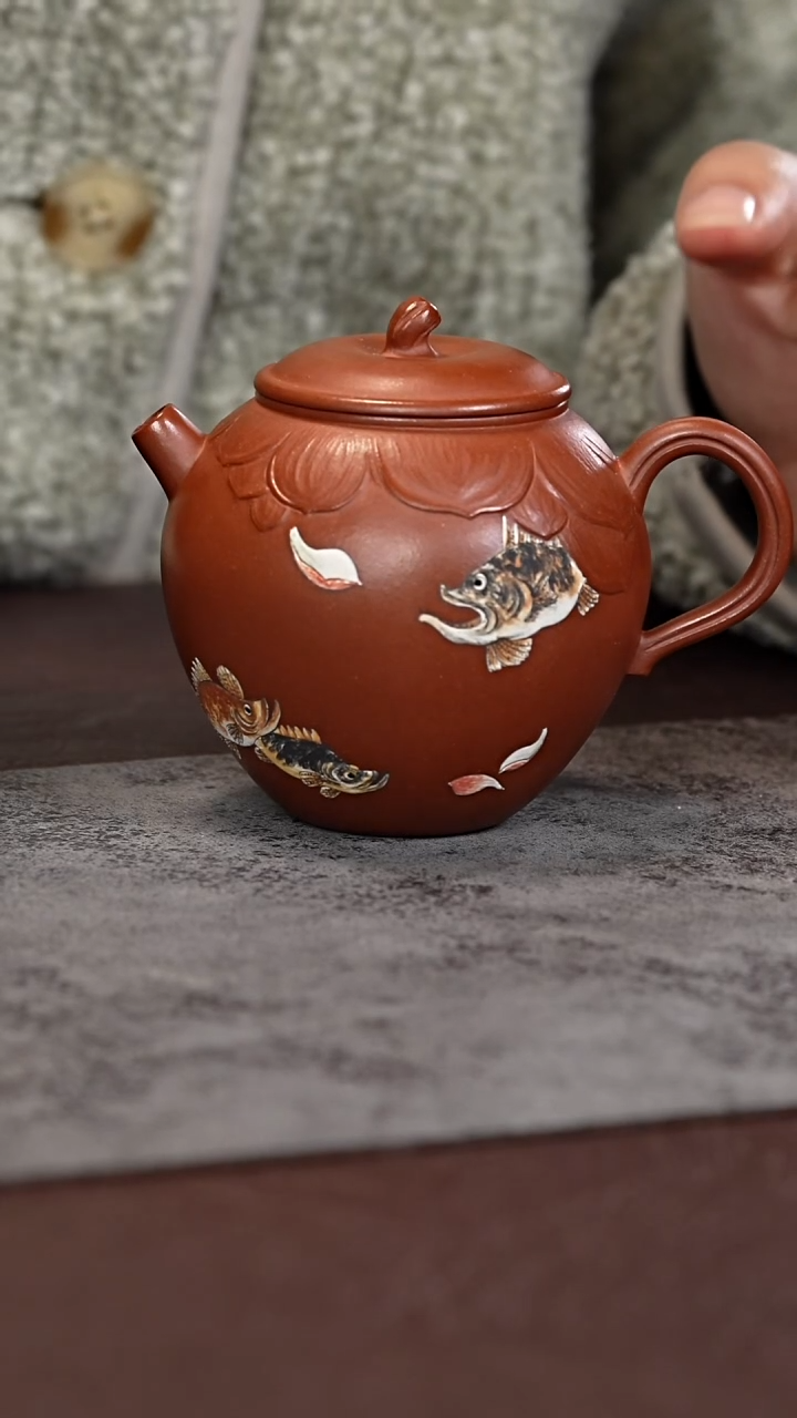 茶杯紫泥朱泥桂鱼壶