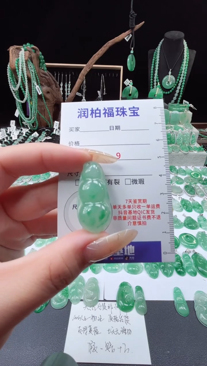 吊坠(赠链)未镶嵌石英质玉（非洲翠）30.310豆子