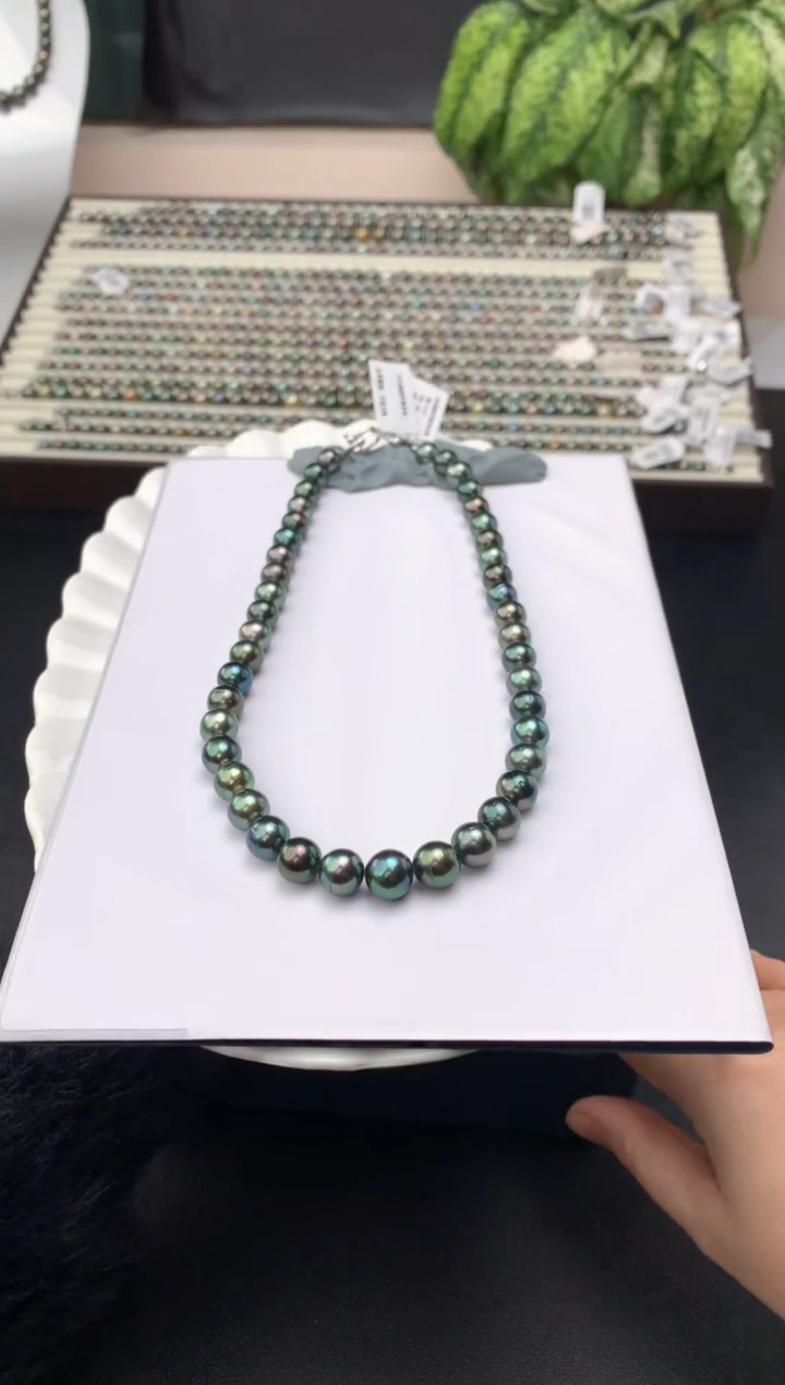 【闪购商品】海水珍珠项链银S925镶嵌海水大溪地珍珠项链 8-11