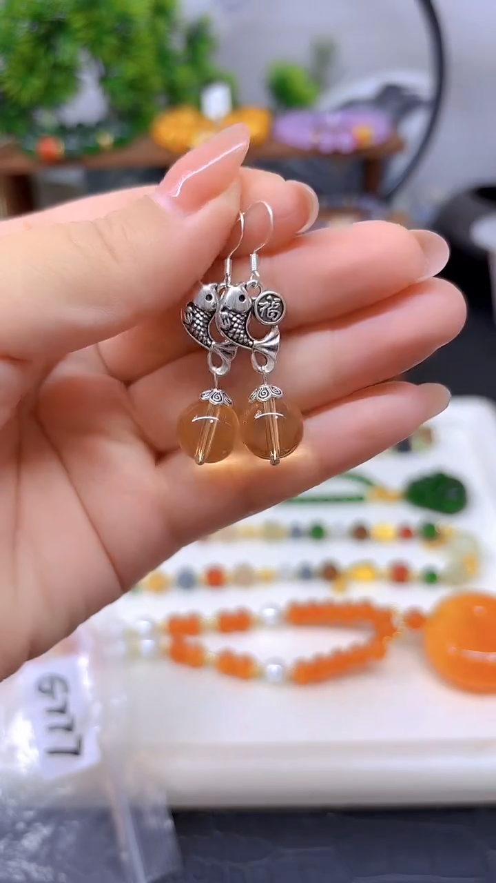 银S925镶嵌耳饰水晶E777