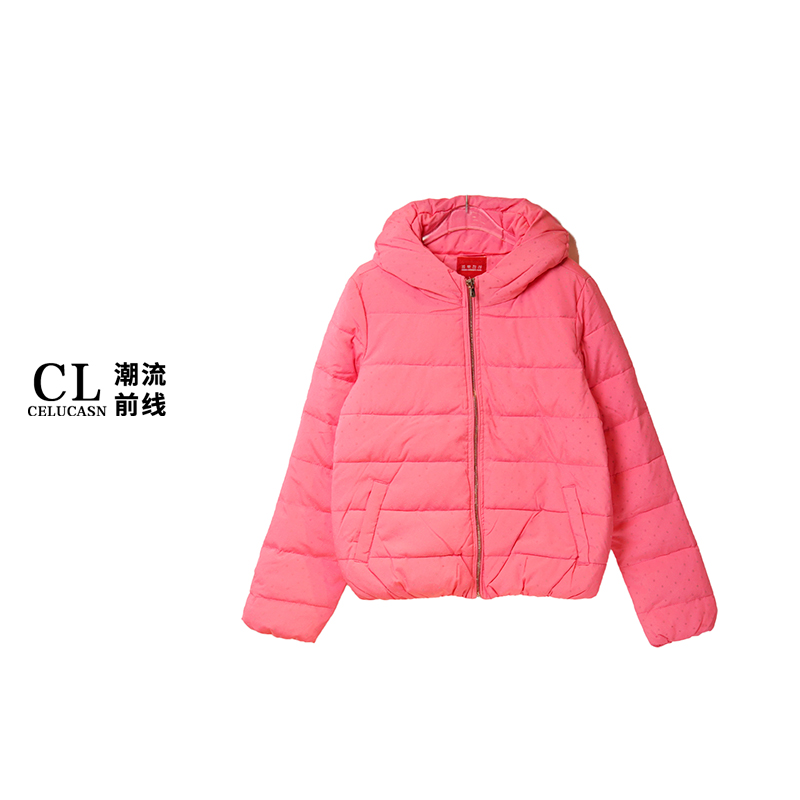 L4VOY0554#短款连帽纯色时尚秋冬香芋色短款棉服舒适