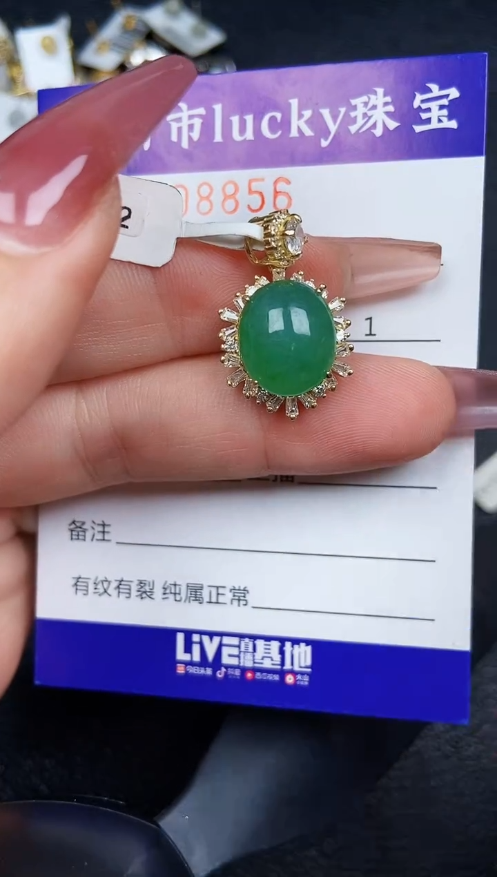 翡翠银S925镶嵌颈饰8856