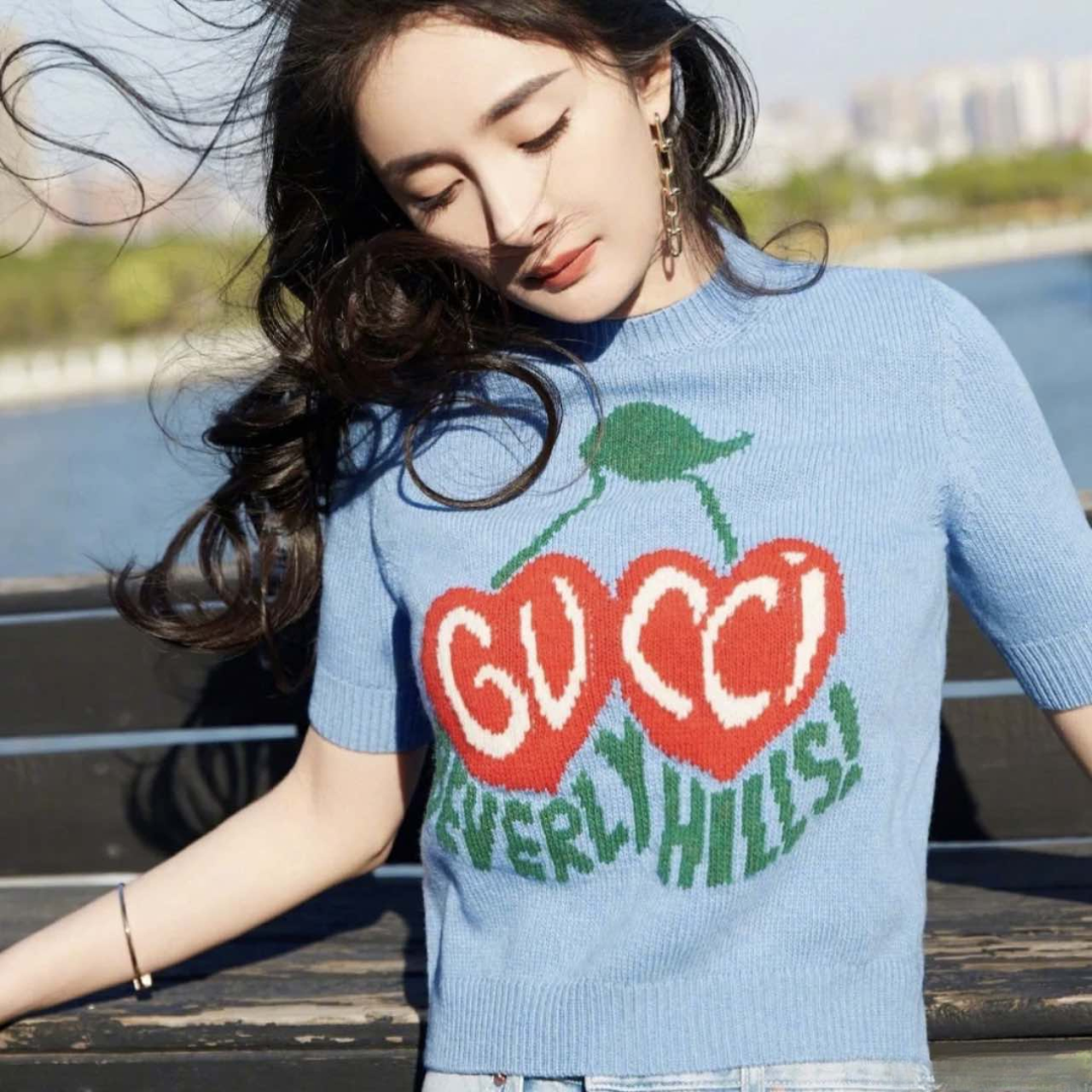 99新 GUCCI/古驰 积分-288汤/P205945456/樱桃字母logo针织衫 