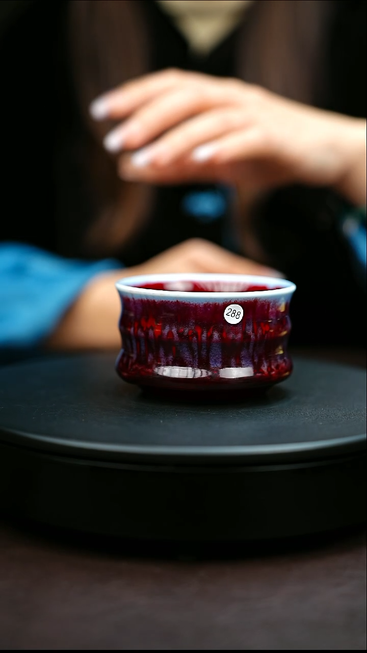 288#原矿钧瓷炉钧釉竹节杯