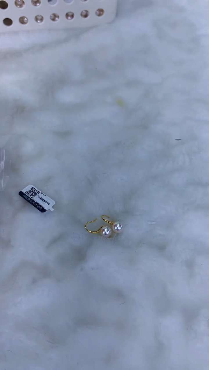 18K金镶嵌饰品海水珍珠8-8.5高跟鞋耳钩