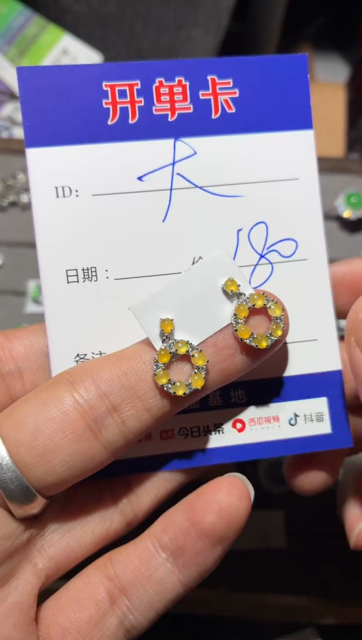 银S925镶嵌翡翠耳饰大**儿大理秀儿