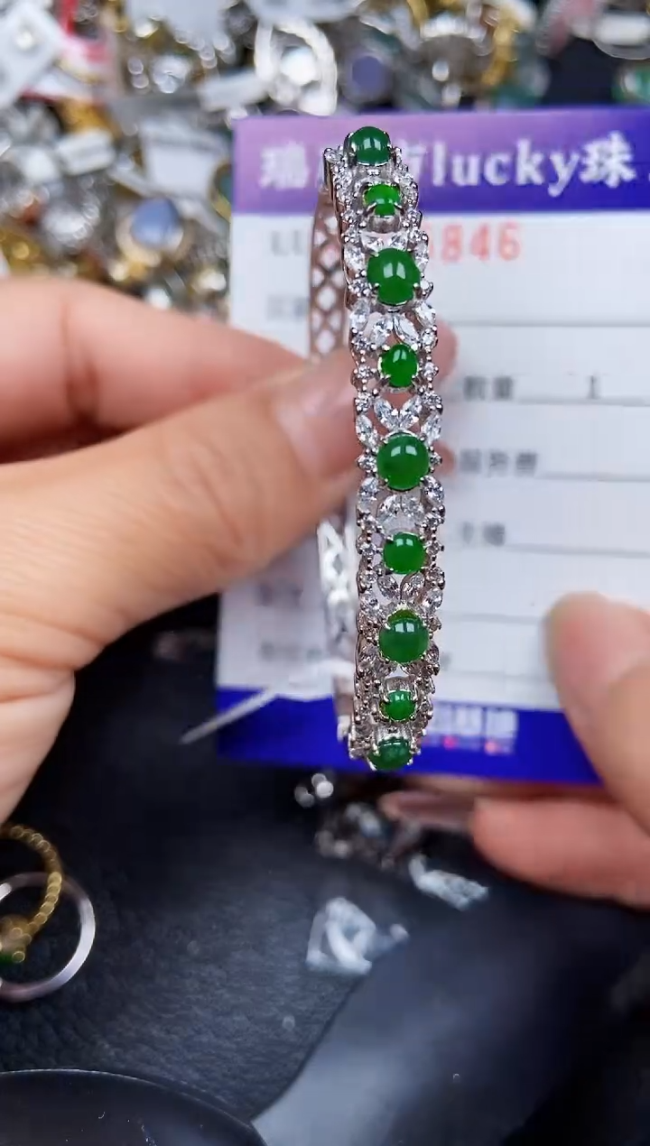 翡翠银S925镶嵌颈饰5846