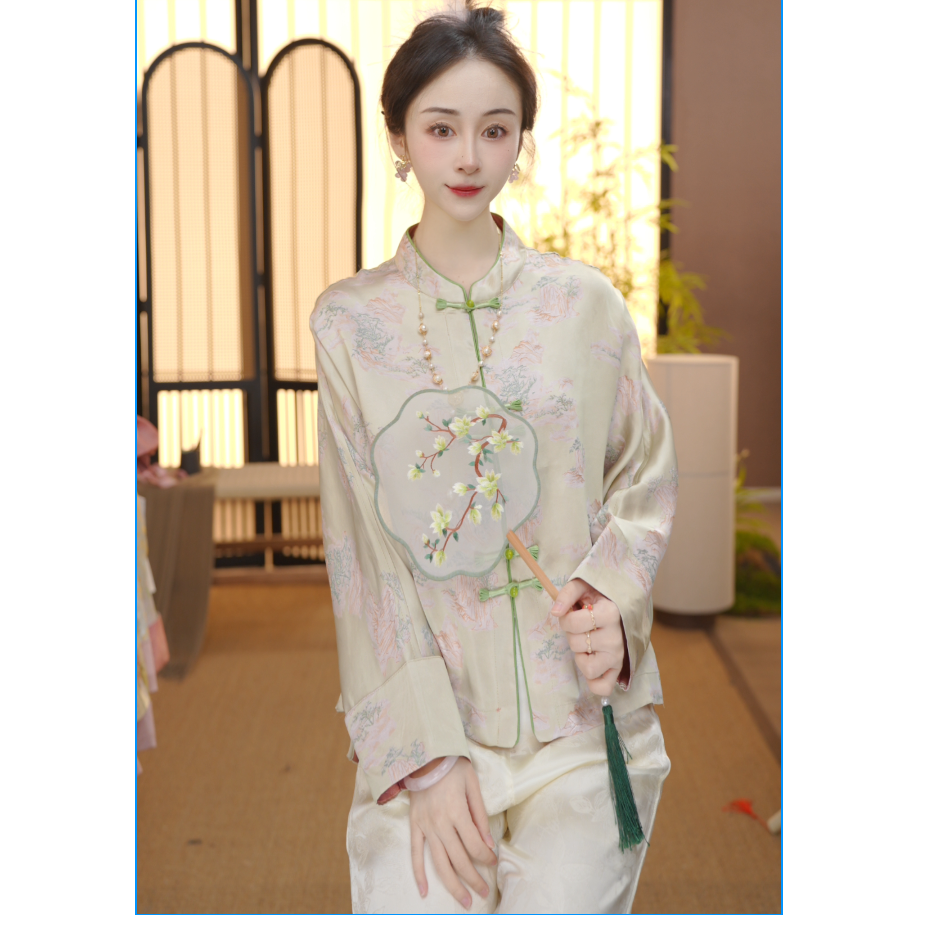 2025年早春新款立领国风盘扣外套百搭提花外套FB250209S15