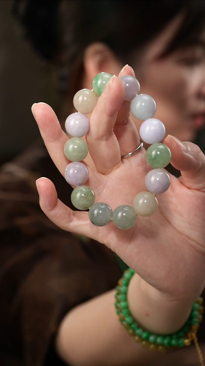 未镶嵌手串翡翠多宝翡翠手串 14mm