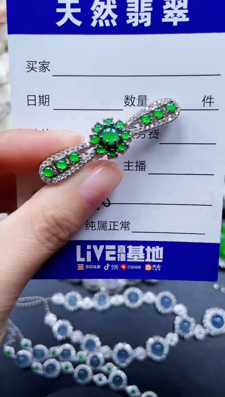 颈饰银S925镶嵌翡翠758