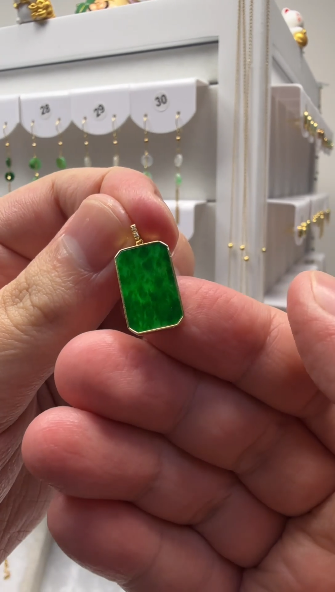 吊坠(不含链)18K金镶嵌翡翠缅甸天然翡翠a货