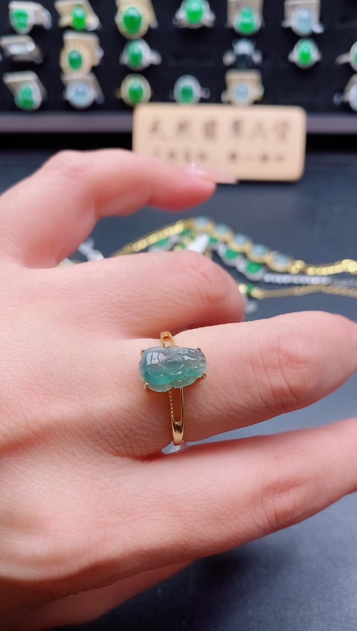 银S925镶嵌戒指翡翠1