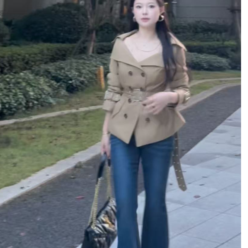 onee自制小个子水洗做旧丰胯牛仔裤设计感长裤复古百搭不挑人款
