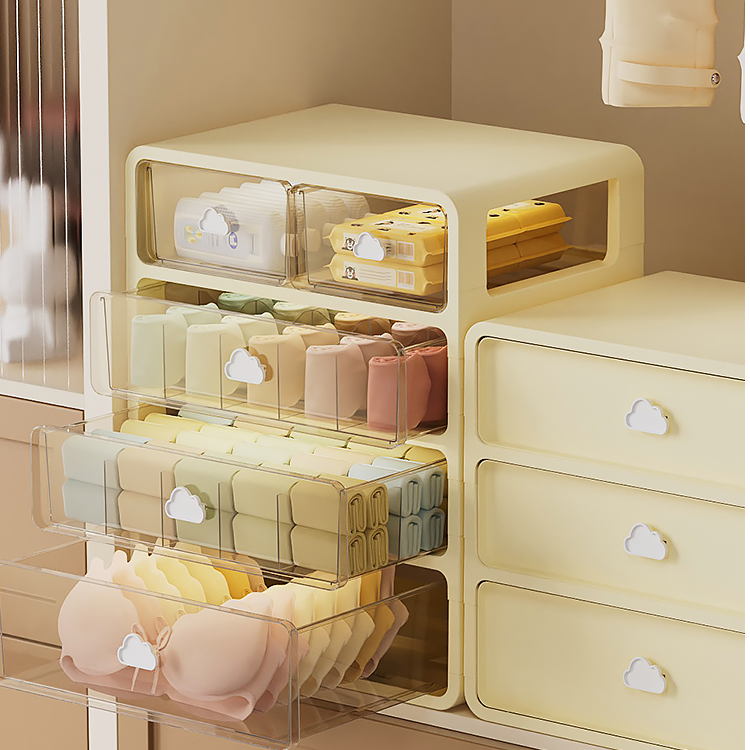 北欧ins风透明内衣收纳盒 宿舍家用抽屉式内衣内裤袜子收纳神器