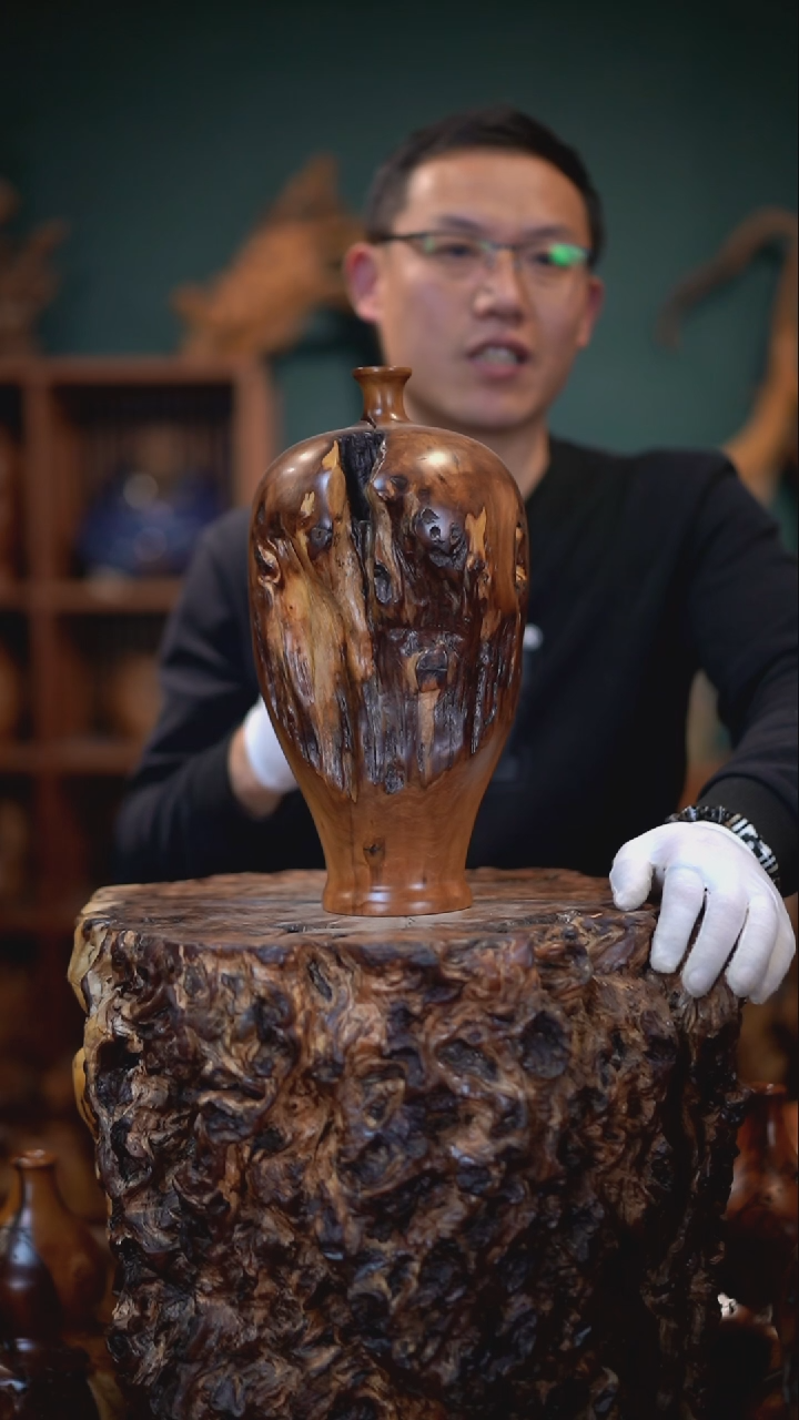 【闪购商品】梨木雷击枣木大梅瓶