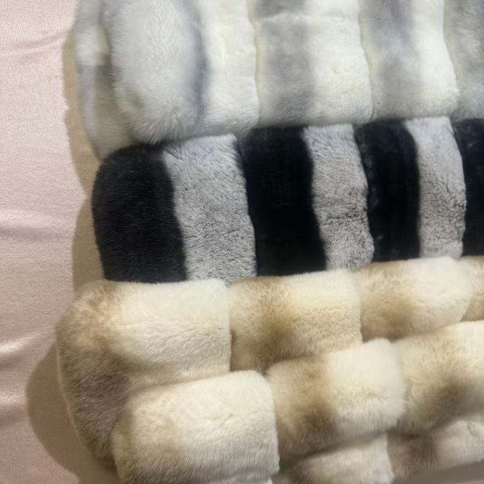 高品质冬季濑兔毛整皮大围脖女气质优雅拼色真毛保暖百搭皮草围巾