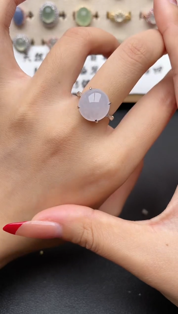 【闪购商品】翡翠戒指银S925镶嵌一物一证一礼盒