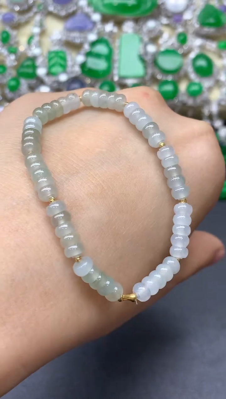 18K金镶嵌手链翡翠60-中国好珍宝