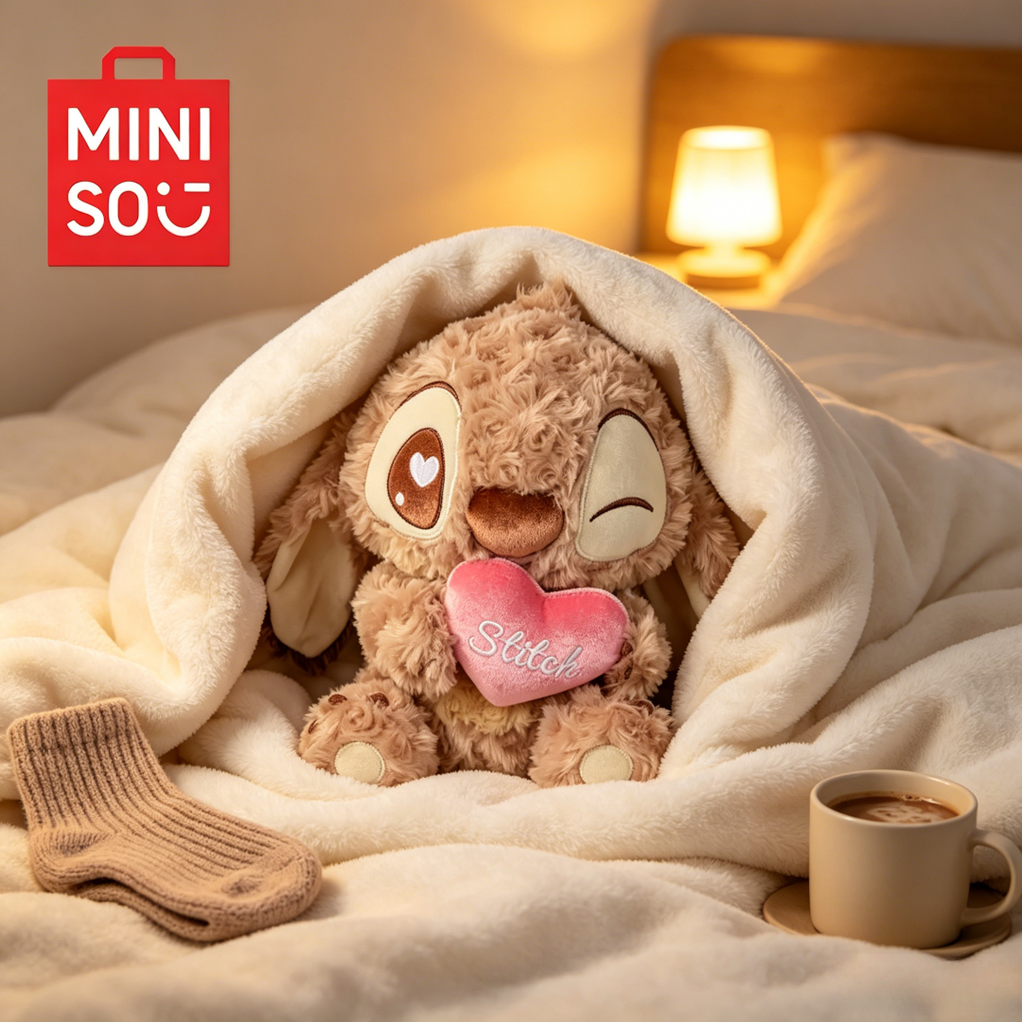 【官方正品】MINISO迪士尼巧克力史迪奇可爱坐姿公仔毛绒玩偶礼物