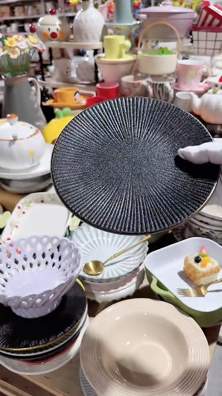 碗8英寸线条盘 微瑕凑满20元包邮