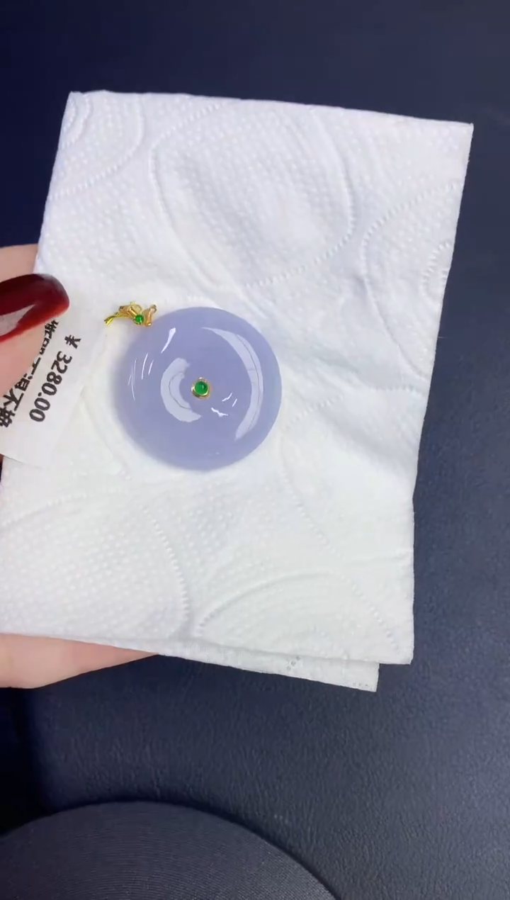 颈饰18K金镶嵌翡翠缅甸天然翡翠a货